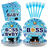 96 Pcs Baby Boss Baby Shower Party Plates and Napkins - Grencian