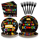 96 Pcs Back to School Party Plates and Napkins - Grencian