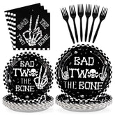 96 Pcs Bad Two The Bone Party Plates and Napkins - Grencian