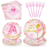 96 Pcs Ballerina Birthday Party Plates and Napkins - Grencian
