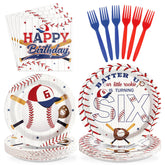 96 Pcs Baseball 6th Birthday Party Plates and Napkins - Grencian
