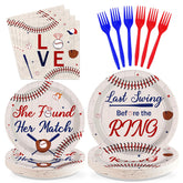 96 Pcs Baseball Bachelorette Party Plates and Napkins - Grencian