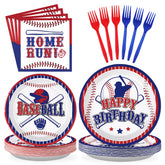 96 Pcs Baseball Birthday Party Plates and Napkins - Grencian