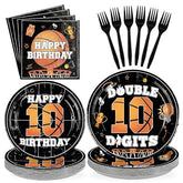 96 Pcs Basketball 10th Birthday Party Plates and Napkins - Grencian