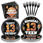 96 Pcs Basketball 13th Birthday Party Plates and Napkins - Grencian