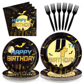 96 Pcs Bat 4th Birthday Party Plates and Napkins - Grencian