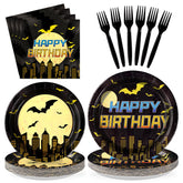 96 Pcs Bat Birthday Party Plates and Napkins - Grencian