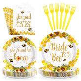 96 Pcs Bee Bridal Shower Party Plates and Napkins - Grencian
