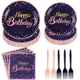96 Pcs Birthday Party Plates and Napkins - Grencian