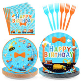 96 Pcs Blue Cartoon Birthday Party Plates and Napkins - Grencian
