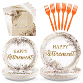 96 Pcs Boho Retirement Party Plates and Napkins - Grencian