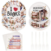 96 Pcs Book Club Party Plates and Napkins - Grencian