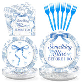 96 Pcs Bow Bridal Shower Party Plates and Napkins - Grencian