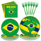 96 Pcs Brazil Flag Party Plates and Napkins - Grencian