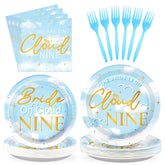 96 Pcs Bride On Cloud 9 Party Plates and Napkins - Grencian