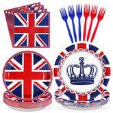 96 Pcs British Flag Party Plates and Napkins - Grencian
