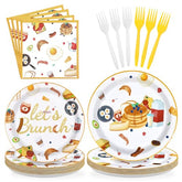 96 Pcs Brunch Party Plates and Napkins - Grencian