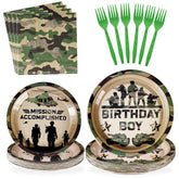 96 Pcs Camo Birthday Party Plates and Napkins - Grencian