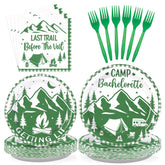 96 Pcs Camp Bachelorette Party Plates and Napkins - Grencian