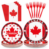96 Pcs Canadian Flag Party Plates and Napkins - Grencian