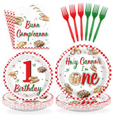 96 Pcs Cannoli 1st Birthday Party Plates and Napkins - Grencian