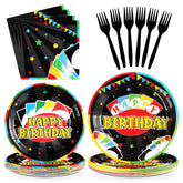96 Pcs Card Game Birthday Party Plates and Napkins - Grencian