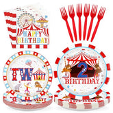96 Pcs Carnival 2nd Birthday Party Plates and Napkins - Grencian