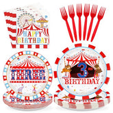 96 Pcs Carnival 3rd Birthday Party Plates and Napkins - Grencian