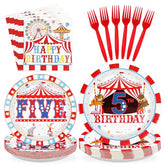 96 Pcs Carnival 5th Birthday Party Plates and Napkins - Grencian