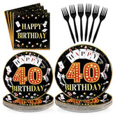 96 Pcs Casino 40th Birthday Party Plates and Napkins - Grencian