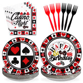 96 Pcs Casino Birthday Party Plates and Napkins - Grencian