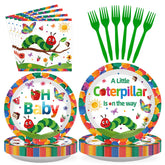 96 Pcs Caterpillar Baby Shower Party Plates and Napkins - Grencian