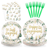 96 Pcs Champagne Engagement Party Plates and Napkins - Grencian