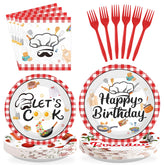 96 Pcs Chef Birthday Party Plates and Napkins - Grencian