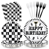 96 Pcs Chess Birthday Party Plates and Napkins - Grencian