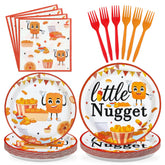 96 Pcs Chicken Nugget Themed Party Plates and Napkins - Grencian