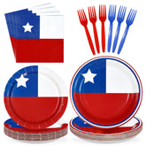96 Pcs Chile Flag Party Plates and Napkins - Grencian