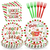 96 Pcs Christmas Cocoa Party Plates and Napkins - Grencian