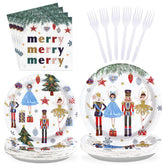 96 Pcs Christmas Nutcracker Party Plates and Napkins - Grencian