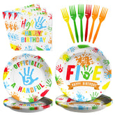 96 Pcs Colorful 5th Birthday Party Plates and Napkins - Grencian