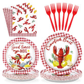 96 Pcs Crawfish Party Plates and Napkins - Grencian