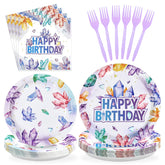96 Pcs Crystal Birthday Party Plates and Napkins - Grencian