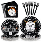96 Pcs D20 Dice Party Plates and Napkins - Grencian