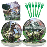 96 Pcs Dinosaur Birthday Party Plates and Napkins - Grencian