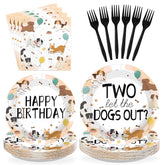 96 Pcs Dog 2nd Birthday Party Plates and Napkins - Grencian