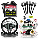 96 Pcs Drivers License 16th Birthday Party Plates and Napkins - Grencian