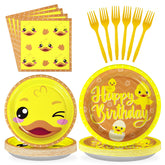 96 Pcs Duck Birthday Party Plates and Napkins - Grencian