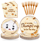 96 Pcs Dumpling Baby Shower Party Plates and Napkins - Grencian