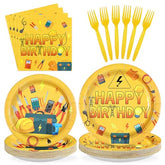 96 Pcs Electrician Birthday Party Plates and Napkins - Grencian