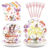 96 Pcs Fairy Party Plates and Napkins - Grencian
